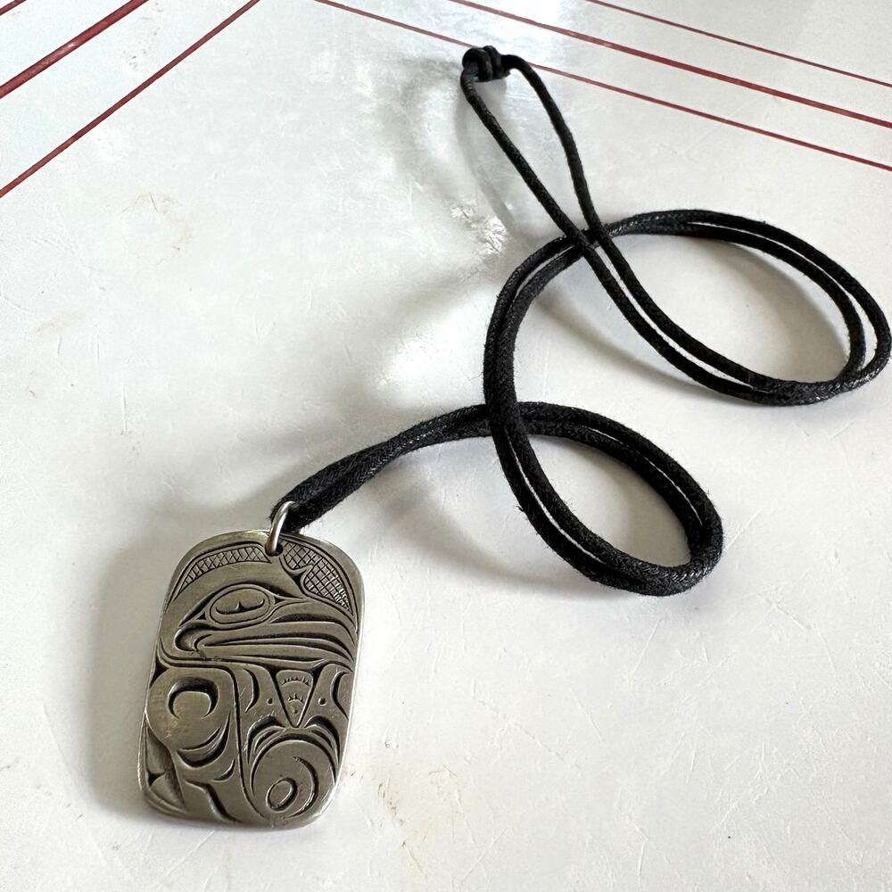 Frederick Pewter Canada Bird Pendant Necklace on Black Cord